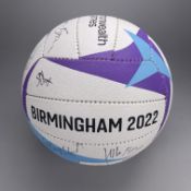 B2022 Bronze Medal Match Netball - England v New Zealand. Signed by English team and coach.