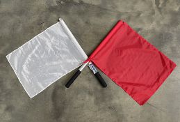 B2022 Athletics Pair of Judge's Flags, one red, one white.