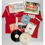 World Cup mixed box selection, covers 1966 to 1970, includes various booklets, menus, t-shirts,