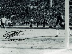 World Cup 1966 great visual angle of Geoff Hurst scoring his hat trick goal confirming England's