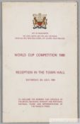 City of Manchester civic reception programme to welcome the 1966 World Cup participating nations