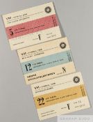 Three England tickets from the 1958 World Cup in Sweden, v Soviet Union, Brazil and Austria, all