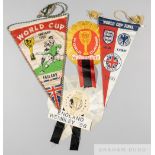 1966 World Cup rosettes and pennants, a pair of rosettes for England and West Germany for the Final;