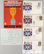World Cup Mexico 1970 autographed page by England in ink of 20 squad members,  includes Moore, Bell,