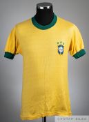 Ze Maria yellow & green Brazil 1974 World Cup no.4 jersey, player issue, Superball Athleta, short-