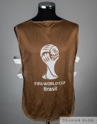 FIFA 2014 World Cup England players tabard, the bronze and white coloured tabard with elastic side