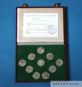A nice collection of West Germany FIFA World Cup 1974, proof set of German silver coins nine with