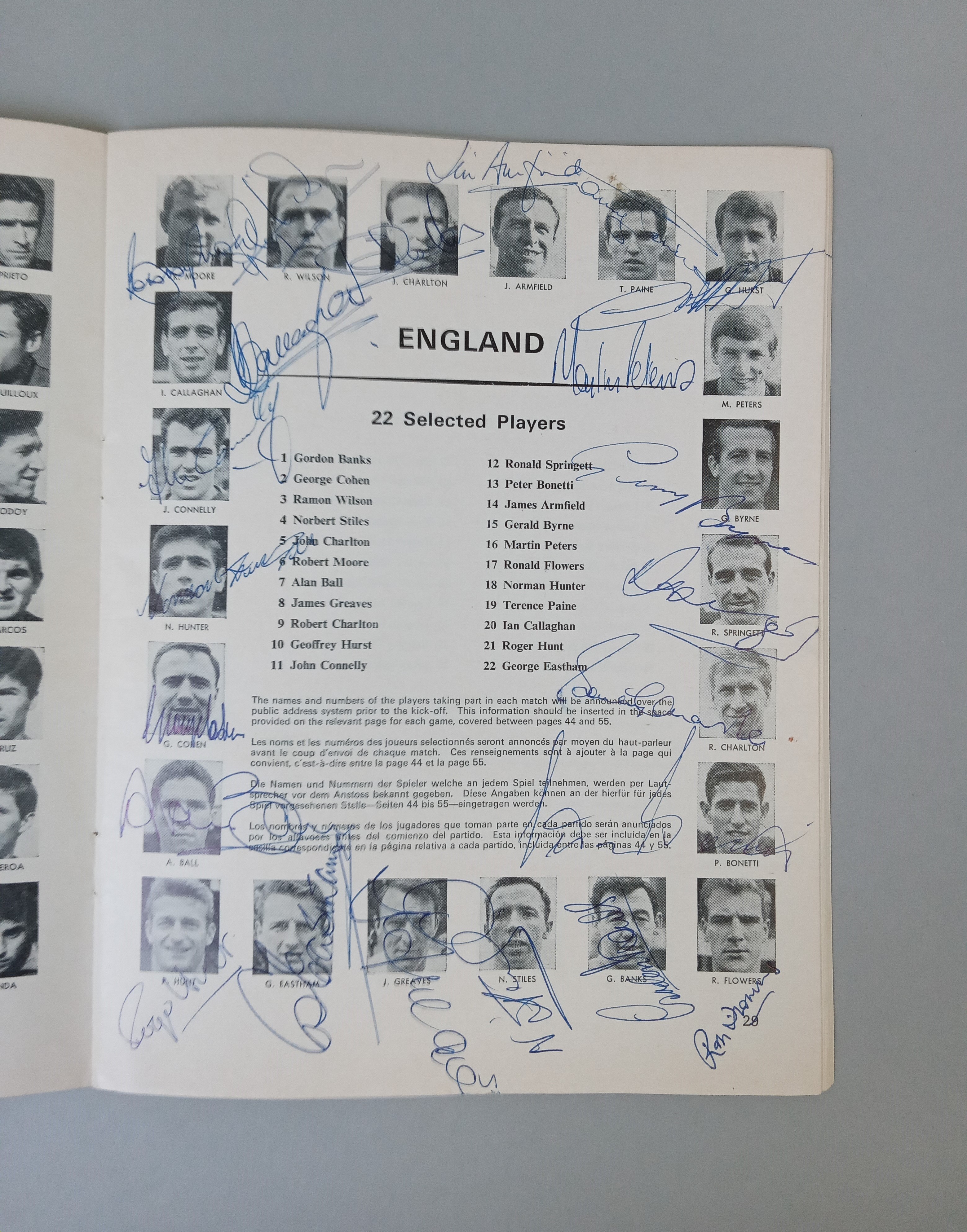 World Cup England 1966 tournament brochure signed to England page by full squad of 22 players, - Image 2 of 2