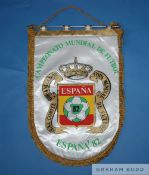 Spain 1982 FIFA World Cup official Organising Committee pennant shield-shaped and printed CAMPEONATO