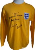 England 1966 World Cup goalkeepers replica shirt signed by the three squad keepers for the