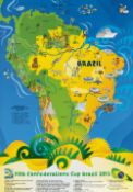 Official poster for the 2014 World Cup in Brazil, featuring the official design and published by