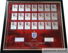 England 1966 World Cup Willie Autographed & Stylishly Framed Display featuring a set of 21 World Cup