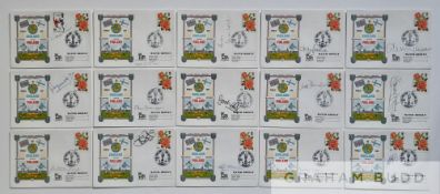 Set of 15 individually hand signed limited edition (no 69/100 denoted to reverse as shown) First Day