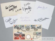 1966 England World Cup winning squad autographs, each signed on individual pages, lacking Bobby