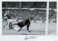 Rare picture of most controversial moment of 1966 World Cup final, signed by Hans Tilkowski and