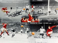 Signed 1966 World Cup final goal scorers photographic montage featuring Geoff Hurst and Martin