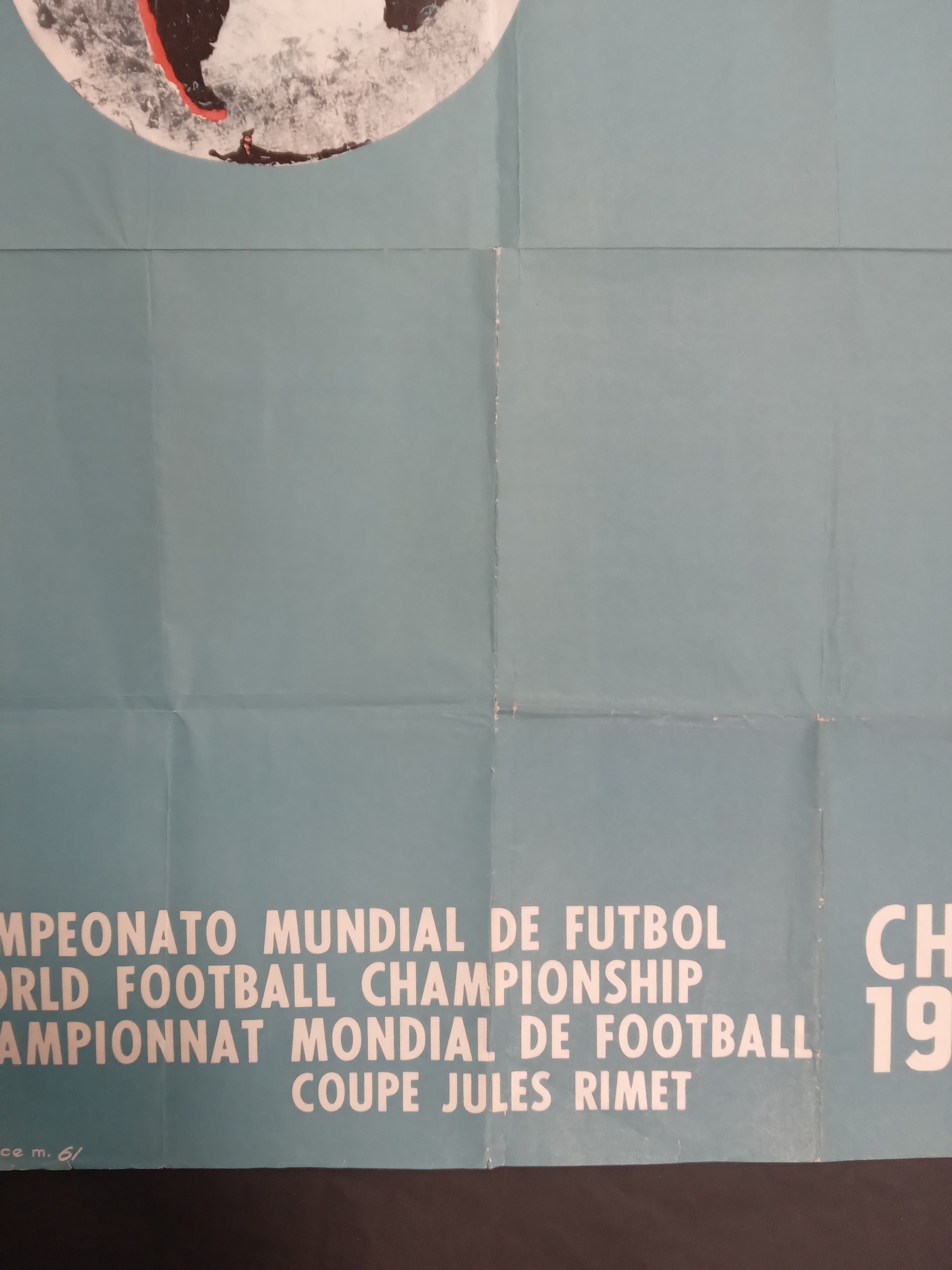 Rare official poster for the 1962 World Cup in Chile, designed by Galvarino Ponce in 1961, - Image 3 of 4