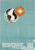 Rare official poster for the 1962 World Cup in Chile, designed by Galvarino Ponce in 1961,