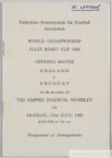 Football Association Programme of Arrangements for the Opening Ceremony and Match of the 1966