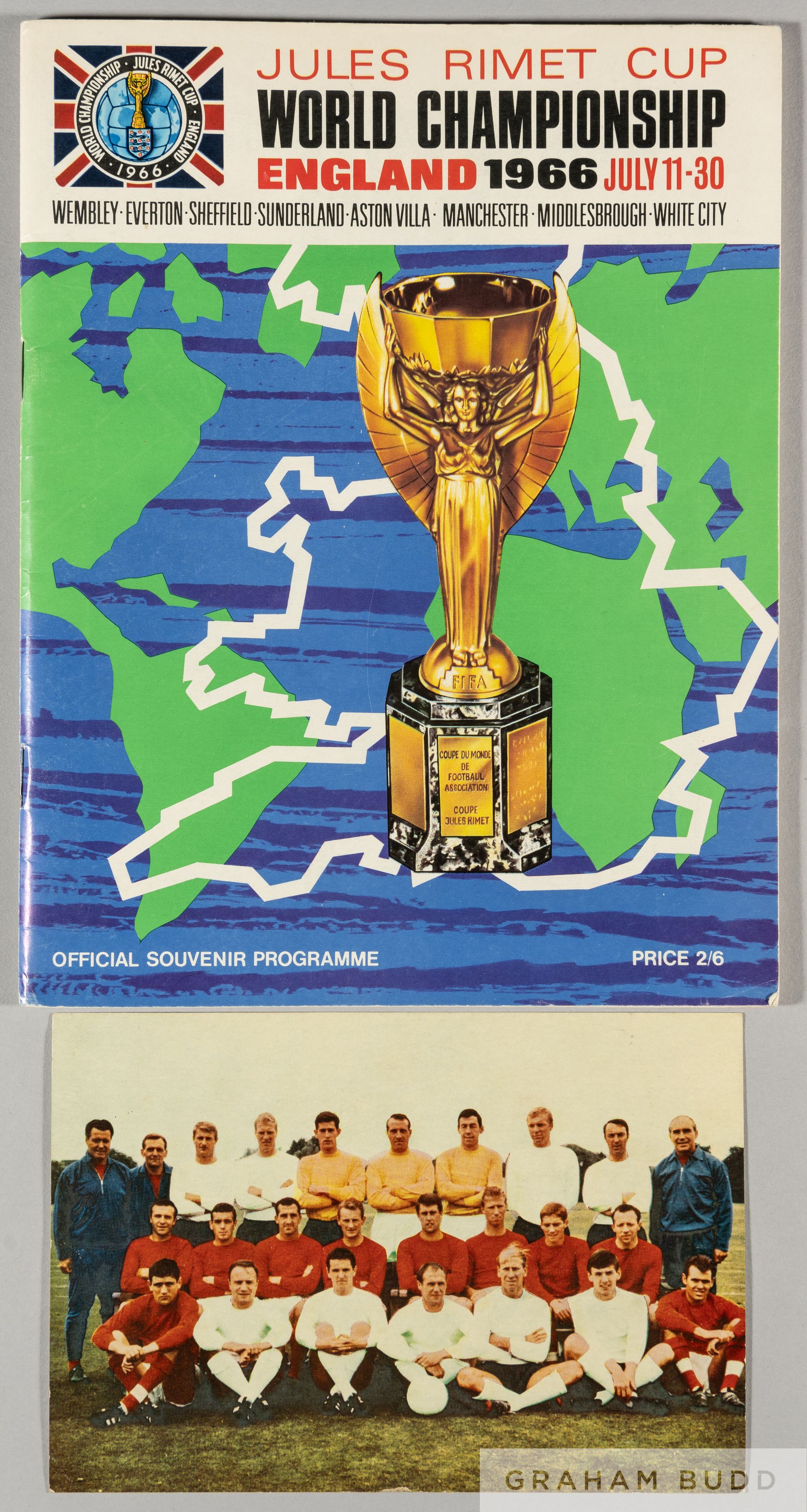 World Cup England 1966 tournament brochure signed to England page by full squad of 22 players,