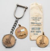 Two bronze commemorative medals for the 1930 World Cup in Uruguay