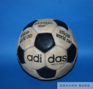 A rare black and white Adidas Mundial Elast 1970 World Cup sample ball stamped Mundial elast,