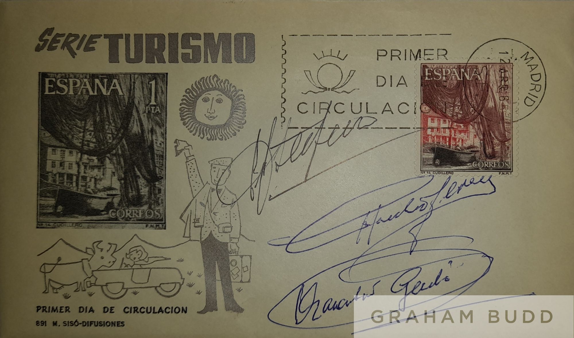 Spanish First Day Cover hand signed by three Footballing Legends who played in the 1954 and 1962