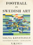 Football in Swedish Art 1958 World Cup poster, printed in Denmark by J. Chr. Sorensen & Co.,
