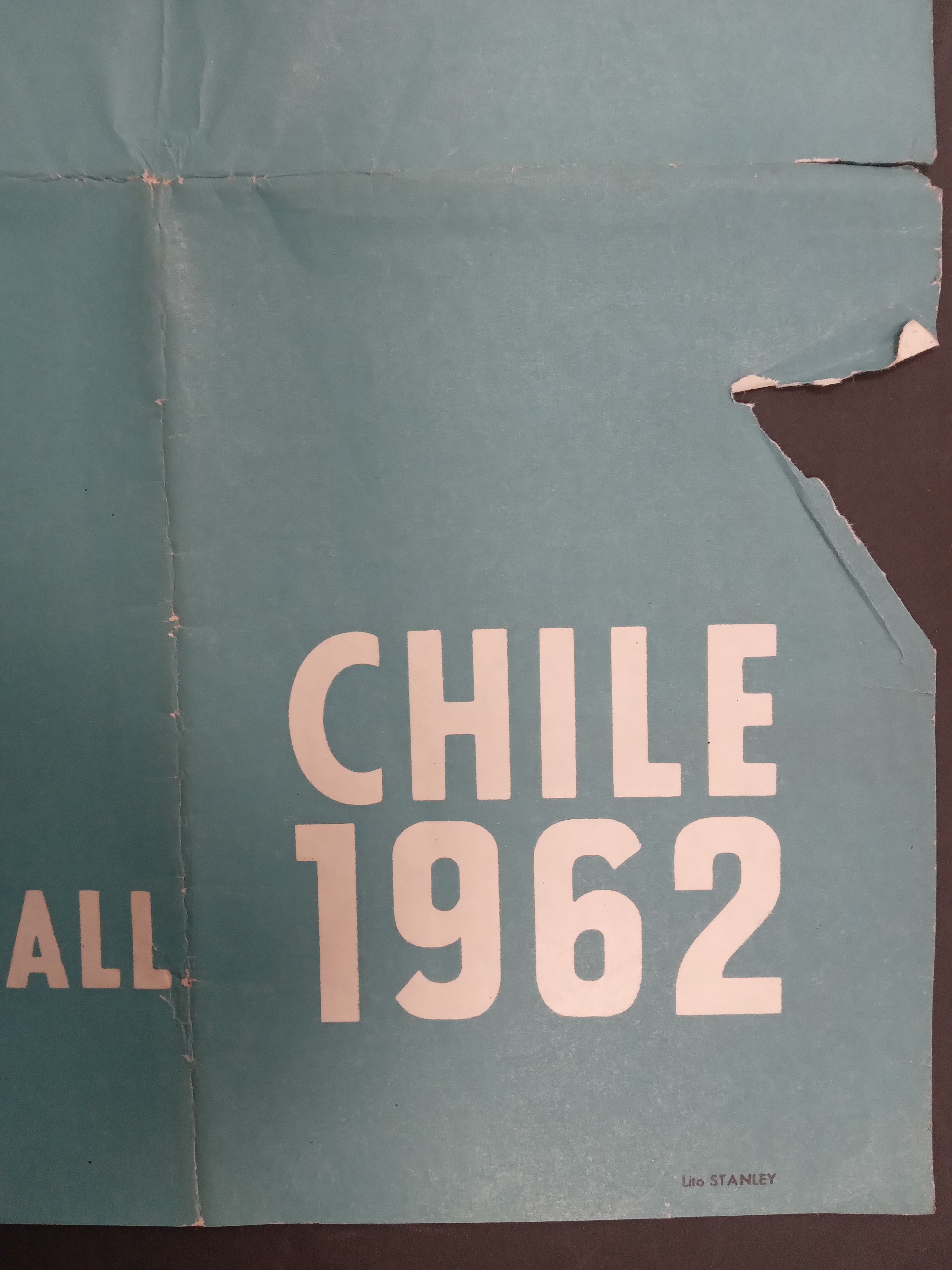 Rare official poster for the 1962 World Cup in Chile, designed by Galvarino Ponce in 1961, - Image 2 of 4