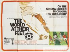 The World at their feet 1970 World Cup British quad poster, 75.5 by 102cm., folded Condition fair