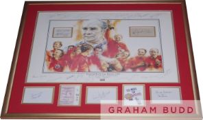England 1966 World Cup Winners signed display with 23 autographs, made up of the 22 man winning