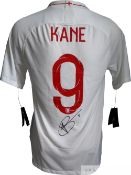 Harry Kane England soon to be all time highest goal scorer signed 2018 home shirt to rear below