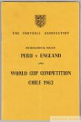 World Cup Chile 1962 England FA booklet issued as itinerary for Peru v England World Cup 1962,