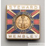 1966 World Cup steward's badge, gilt-metal & enamel, tournament insignia, inscribed STEWARD,