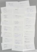 Fine collection of signatures of Alf Ramsey and the 22-man England 1966 World Cup winning squad, all
