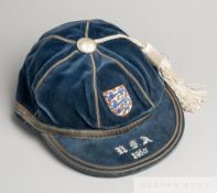 Stan Mortensen blue England v USA 1950 World Cup representative cap, inscribed U.S.A., 1950