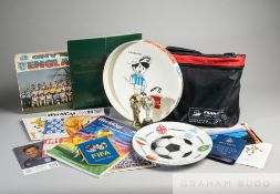 Miscellany of World Cup memorabilia 1978 to 2006, miniature replica trophies, tray, postcards &