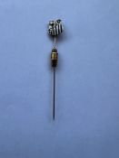 Ex-Pelé Collection: Pelé’s gold and diamond Santos FC stick pin, 18k yellow gold, the pin topped
