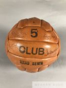 A 1966 World Cup retro football signed by the England squad and manager Alf Ramsey, tan leather