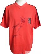 Holland (Netherlands) 1974 World Cup shirt hand signed by four Dutch Legends, Johan Cruyff, Ruud