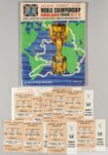 World Cup England 1966 set of tickets for matches played at Wembley, lacking only Mexico v Uruguay