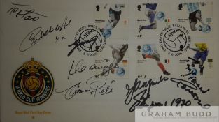 Royal Mail World Cup Winners First Day Cover signed by five Brazilian legends Gerson, Edson Pele (