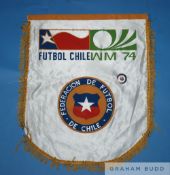 A Chilean Football Association, West Germany 1974 FIFA World Cup official pennant shield shaped,