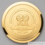 Ex-Pelé Collection: FIFA Centennial Order of Merit medallion presented to Pelé in 2004, gilt,