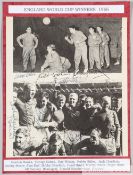 Magazine page fully-signed by the England 1966 World Cup winning team, with two b&w photos, signed