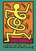 Keith Haring 'Swing Guy', green, silkscreen poster, 1983