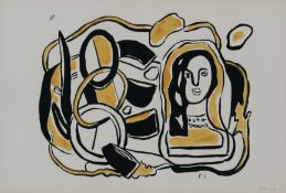After Fernand Leger 'Tête de femme avec composition, composition noir et jaune', 1954-55