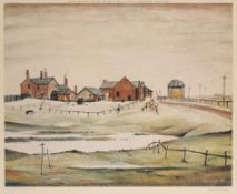 L.S. Lowry 'Landscape with farm buildings' limited edition print