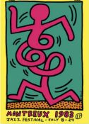 Keith Haring 'Swing Guy', yellow, silkscreen poster, 1983