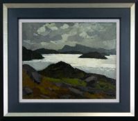 Sir Kyffin Williams 'Skye from Harris Outer Hebrides' oil on board, 1950s